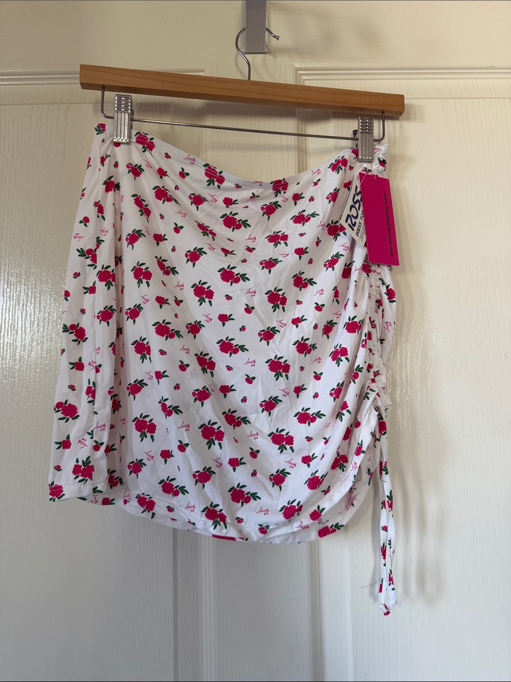 Betsey Johnson White Mini Skirt with Pink Rose Print